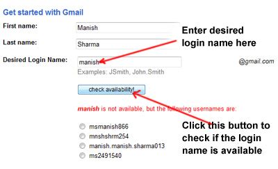 check gmail address availability.